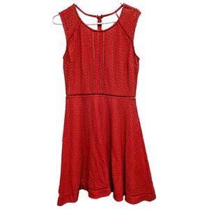 Weston Anthropologie Womens BOHO Fit & Flare Dress Large Red Lace Sleeveless
